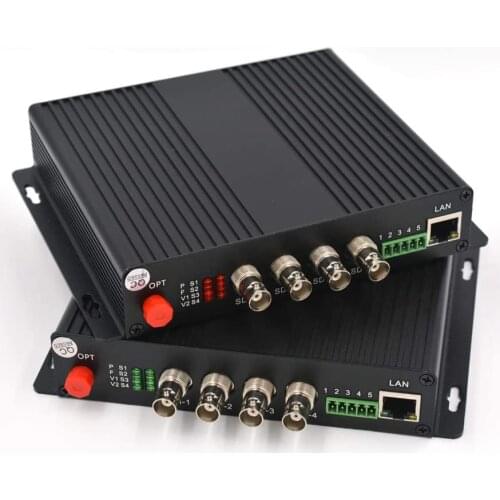 One pair 4 Channels HD SDI Video/Audio Ethernet Over Fiber Optic Media Converters for CCTV System