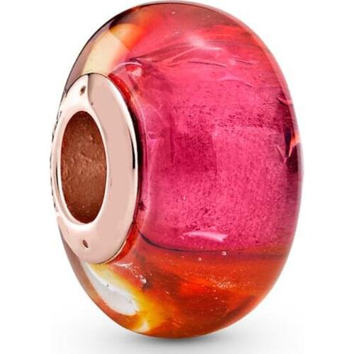 Original Glittering Sunset Murano Glass Beads Fit 925 Sterling Silver Charm Europe Bracelet Bangle Diy Jewelry