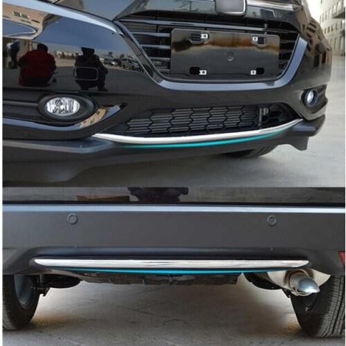 2PCS FIT FOR HONDA HRV VEZEL HR-V 2014 2015 2016 FRONT REAR TRUCK BUMPER GRILLE CHROME TRIM COVER BEZEL STYLING MOLDING GARNISH