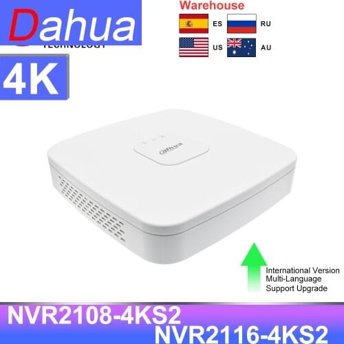 Dahua NVR 8CH NVR2108-4KS2 DH 16CH NVR2116-4KS2 8MP 4K Network Video Recorder H.265 80Mbps Bandwidth IP Camera Security