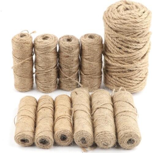 1Roll 50/100m Natural Jute Hemp Rope Home Decoration Retro Style DIY Craft Cord Decorative Rope 1/1.5/2/3/4 mm Diameter Handmade
