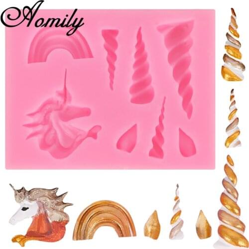Amoliy Silicone Mold Unicorn Baking Mold Rainbow Dry Pace Fondant Chocolate Mold Cake Decoration Accessories Baking Accessories