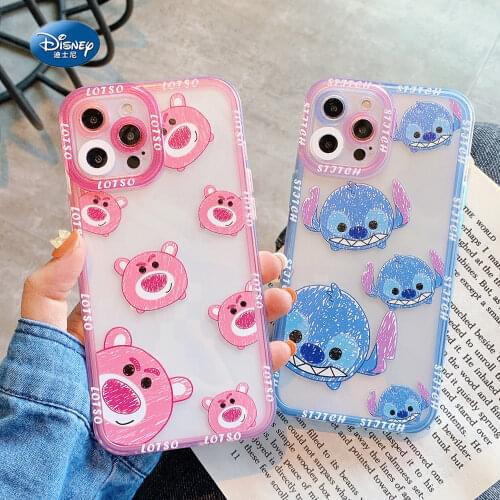 DISNEY 2021 Stitch Transparent Silicone Case for IPhone 11 Pro Xs Max iPhone 12 Official Liquid Silicon 360 Cover zz0723