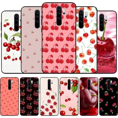 Cherry black Silicone Phone Case For Redmi note 9 8 7 Pro S 8T 7A Cover