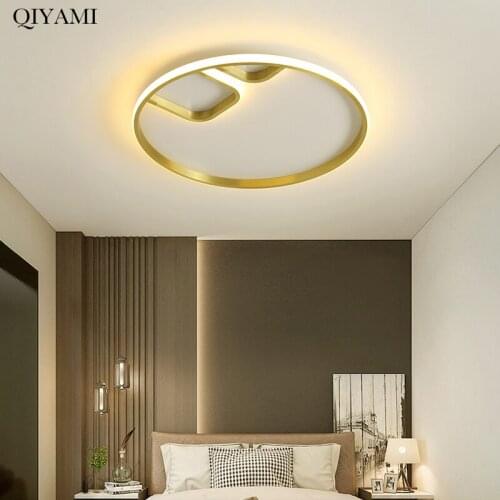 Modern Golden LED Ceiling Lights For Bedroom Dining Room Foyer Indoor Lighting Fixtures Decorative Home Lamps AC90-260V Lamparas