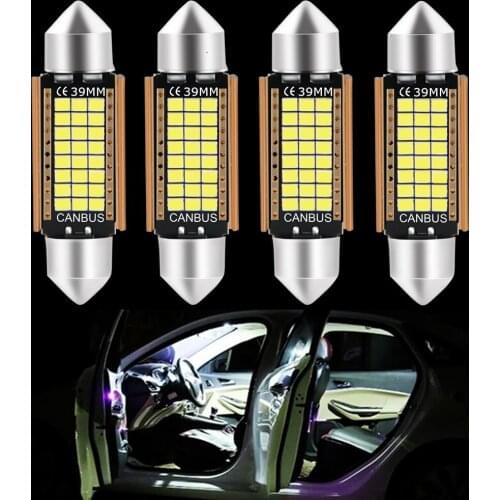 4PCS New Festoon LED Bulbs 31mm 36mm 39mm 41mm C5W C10W C3W Super Bright Car Dome Light Canbus Auto Interior Reading Lamps White