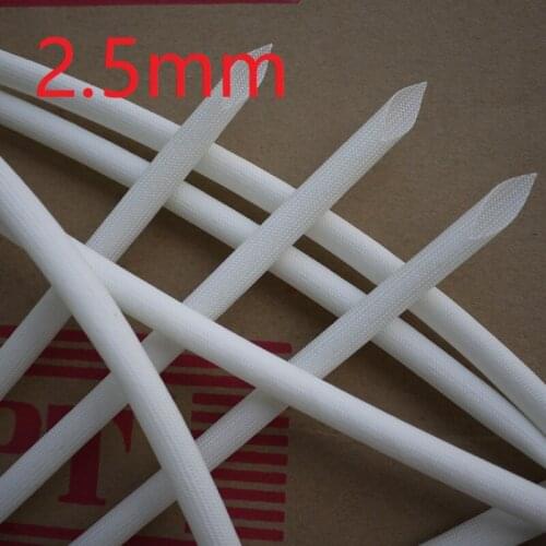 ID 2.5mm Fiberglass Tube Silicone Resin Braided Wire Sleeve Flame Resistant Fiber Glass Insulated Cable Protect Pipe 200 Deg.C
