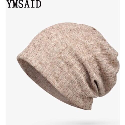 Ymsaid Brand Summer Thin Breathable Men Women Knitted Caps Summer Bonnet Hat Skullies Beanies Multifunction Hedging Cap