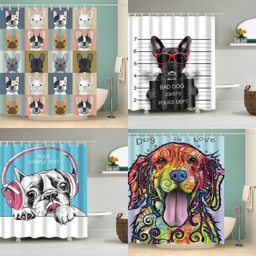 Animal Dog Shower Curtain 3D Print Bathroom Waterproof Polyester Bath Curtain Octopus Washable Bath Decor Curtains With 12 Hooks