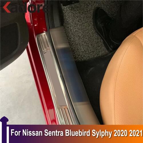 For Nissan Sentra Bluebird Sylphy 2020 2021 Outer Door Sill Scuff Plates Doors Sills Protectors Car Accessories Sticker