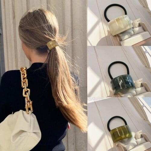 MYZW Woman Acetate Elastic Hairband Korean Style Geometric Hair Tie Simple Rubber Band Hair Accessories Hair Rope Ponytail Band