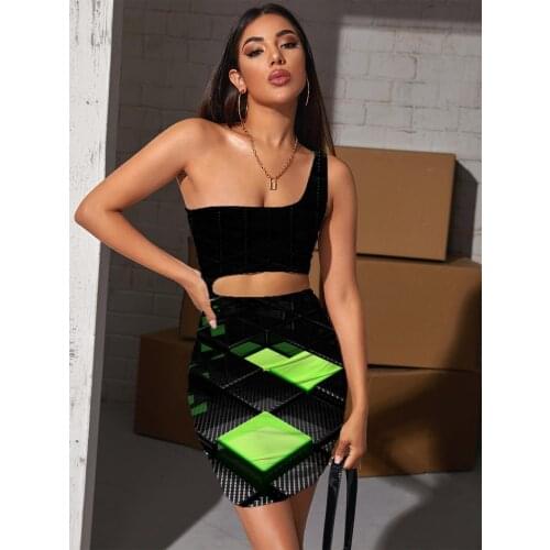 Giyu Brand Cube Dress Women Abstract Pleating Psychedelic Halter Sleeveless Art Bodycon Dress Womens Clothing Plus Size Vintage