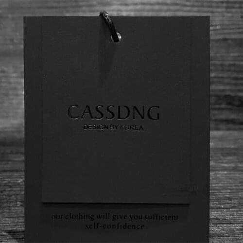 1000Set/Lot Customized LOGO Hangtag Clothing/Bag/Shoes Hang Tag Black Cardboard Paper Hot Stamping