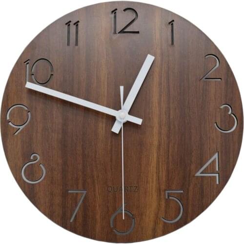 12 inch Creative Wall Clock Vintage Arabic Numeral Design Rustic Country Tuscan Style Wooden Decorative Round Wall Clock