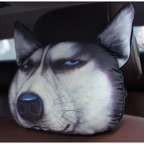 3D Printed Schnauzer Teddy Dog face Car Headrest Neck With Activated carbon