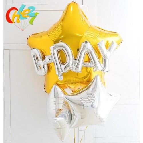 5 pcs Happy birthday decoration Suit balloon 75cm Big Gold star Foil balloons Baby 1 2 3 4 5 6 Year Birthday shower Kids toys