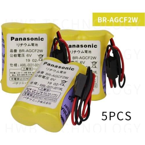 5pcs BR-AGCF2W Lithium 6V 2200mAh PLC battery A98L-0031-0011 A06B-6093-K00 batteries with black plugs connectors Free Shipping