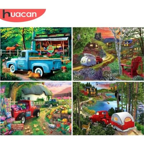 HUACAN Diamond Painting Landscape Home Decor Full Square/Round Diamond Mosaic Car Embroidery Wall Sticker