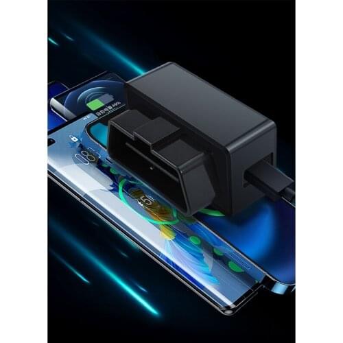 X7AE OBD Car Charger Dual USB Ports Fast Charge Automatic Adapter LED Voltmeter Socket Power Charger Suitable for Model3/Y