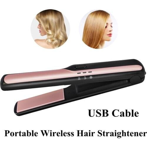 Cordless Flat Iron Hair Straightener Mini USB Rechargeable Hair Iron Straightening Ceramic Wireless Hair hairstyle Straightener