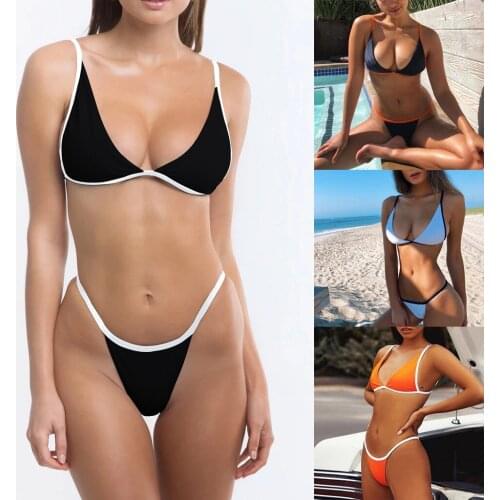 Bikini 2021 Swimsuit Solid Color Bikini Set Sexy Push-up Padded Bra Beach Swimwear Biquini Female Bathing Suit Beachwear Biquini