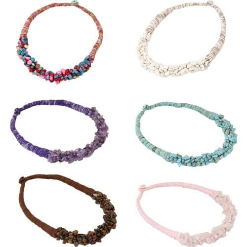 Brilliant Natural Stone Pendant Choker Necklace Delicate Design Rope Necklace For Women Statement Collar Choker Necklace Fashion