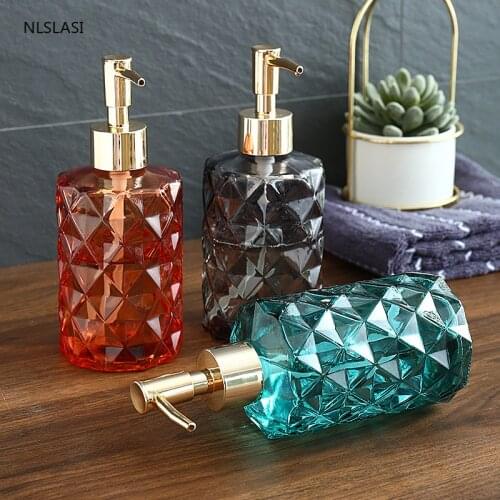 Hand sanitizer bottle, press type, creative retro texture glass bottle, shower gel, shampoo, lotion, empty bottle