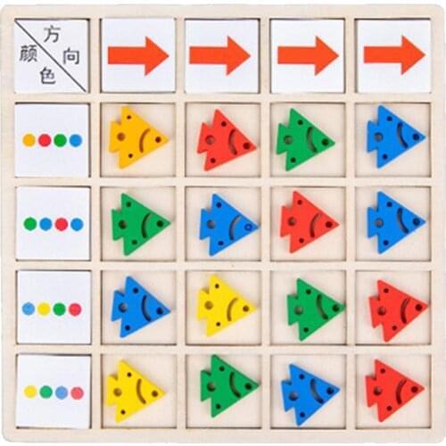 Childrens Wooden Montessori Toys Kids Logical Thinking Training Direction Color Cognition Early Learning Educational Board Game