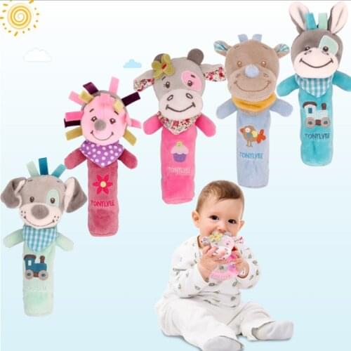 Baby Rattle Mobiles Cute Baby Toys Cartoon Animal Hand Bell Rattle Soft Toddler Oyuncak Plush Bebe Toys 0-12 Months