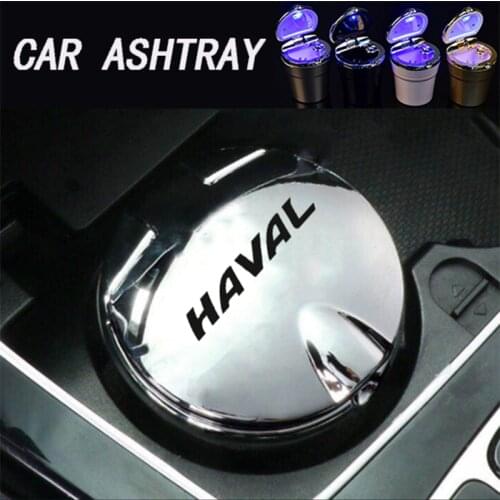 For Haval HOVER H3 H5 H2 Car logo ashtray LED blue light ashtray office ashtray Soot storage tank With logo on the lid