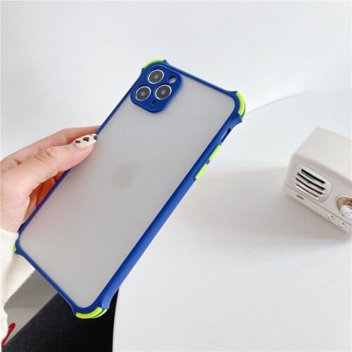 For iPhone7P 8P 7 8 X XR xsmax 11 11PRO 11PROMAX 12/12pro mobile phone Simple four-corner collision protection case blue