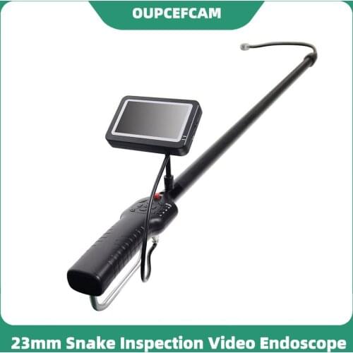 23mm Snake Inspection Video Endoscope Borescope System 23mm Camera 4.3" Monitor Telescopic Pole Inspection Flexible Carbon Pole