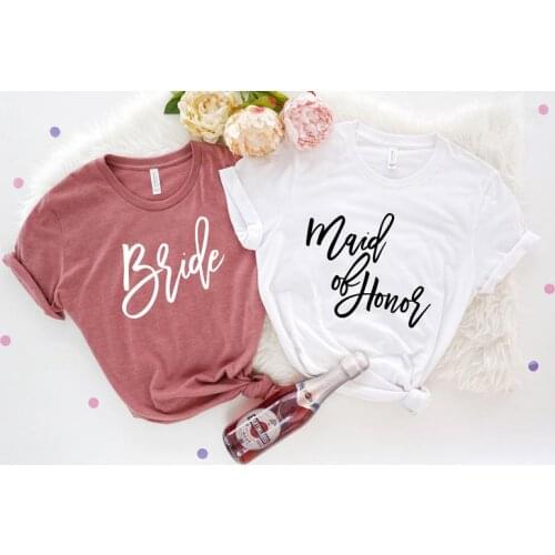 Bachelorette Bridesmaid Brides Babe Maid of Honor kawaii T-Shirt Aesthetic Cotton O Neck Short Sleeve Top Tee Graphic top woman