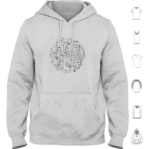 Abstract Steampunk Pattern Geometric Circle In Black And White Hoodies Long Sleeve Abstract Monochromatic