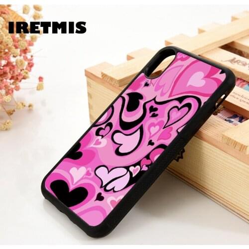 Iretmis 5 5S SE 6 6S TPU Silicone Rubber Phone Case Cover for iPhone 7 8 Plus X Xs 11 12 MINI Pro Max XR Pink loves Pattern