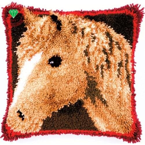 Picture Horse Carpets Latch hook kits diy pillowcase embroidery Pictures Needlework Embroidery Carpet embroidery Home Decoration