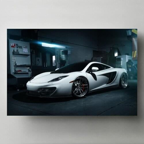 Canvas Paintings Sportscar McLaren MP4-12C White Vehicle Picture Modern Wall Art Posters and Prints for Living Room Decor