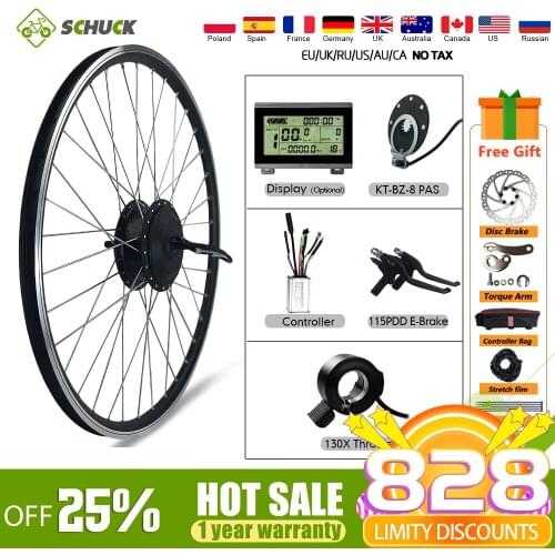 Electric Bicycle 36V/48V 250W Rear Rotate Hub Motor Conversion Kit 16-29inch 700C Wheel With E-Bike Display KT LCD8H/115PDD/8PAS