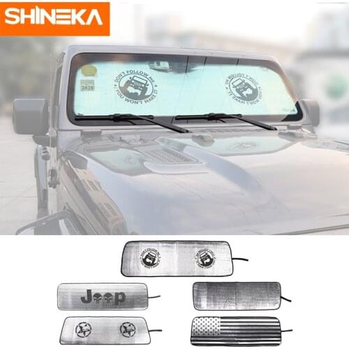 SHINEKA Sun Visor For Jeep Gladiator JT 2018+ Car Front Anti UV Window Windshield Sunshade Cover For Jeep Wrangler JL 2018-2020