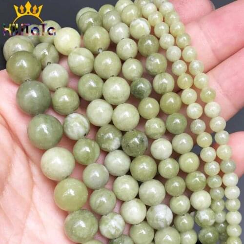 Natural China Green Jades Stone Beads Round Loose Spacer Beads For Jewelry Making DIY Bracelet Necklace 15''Pick Size 4/6/8/10mm