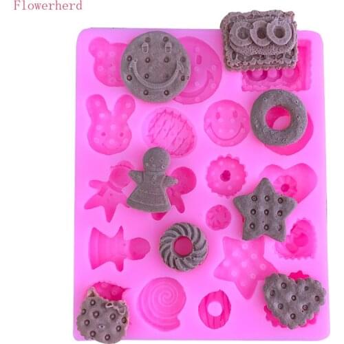 Mini Biscuit Dessert Silicone Mold Smiley Love Donut Pentagram Chocolate Mold Epoxy Clay Mould Fondant Tools Jelly Mold