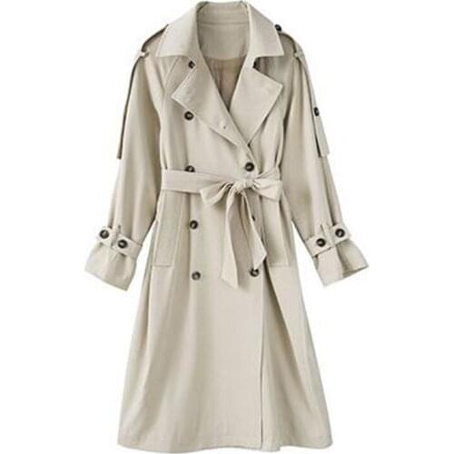 Fashion Double-breasted Windbreaker Female 2021 Spring Autumn New Korean Chic Waist tooling Long Trench Coats For Women X502