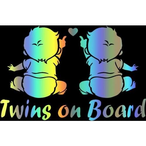 S51450# Various Sizes/Colors Car Stickers Vinyl Decal Two Babies Twins on Board Motorcycle Decorative Accessories