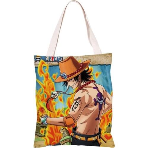 NEW Anime One Piece Monkey D Luffy Roronoa Zoro pattern handbag Bag Model canvas Shopping bag toys Gift