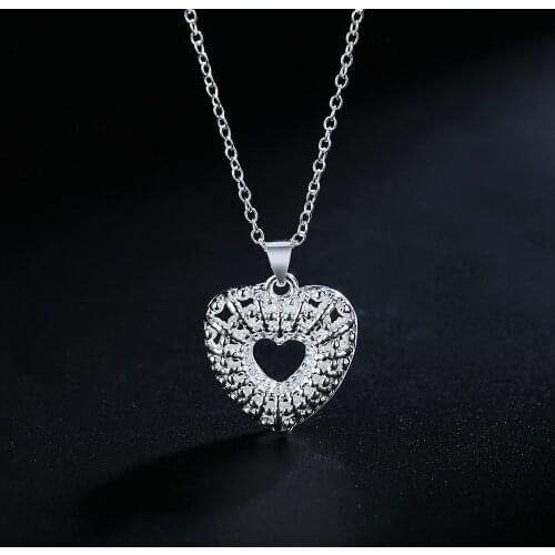 New wholesale Fashion silver color Jewelry charm heart , elegant women shiny necklace JEWELRY wedding cute LN044