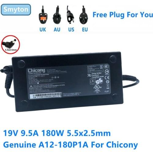 Genuine Chicony 180W 19V 9.5A A12-180P1A AC Adapter For MSI GT683 GT780DX Clevo NP8268 P150EM P670SG Laptop Power Supply Charger