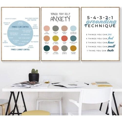 Anxiety Therapy Self-care Poster Mental Health Art Print Canvas Painting Psychologist Counselor Office Wall Pictures Home Decor