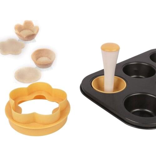 Plastic Cake Cup Moulder Biscuits Mould Cake Baking Tools Tart Cutter Flower Cupcake Mold Round Dough Cookie Cutter Set Stamper