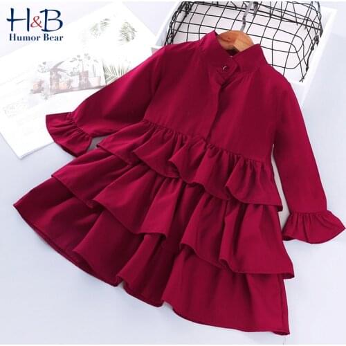 Humor Bear Girls Dress Girl Red Cake Dresses Toddler Girls Clothes Summer Autumn Party Princess Pageant Dress For Kids 2-6Y