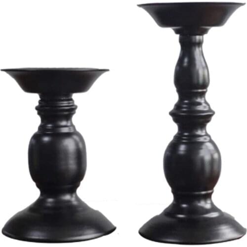 Pillar Candle Holder, 2 Pcs Retro Candlestick Candle Holder Stand for LED and Pillar Candles, Ornament for Birthday